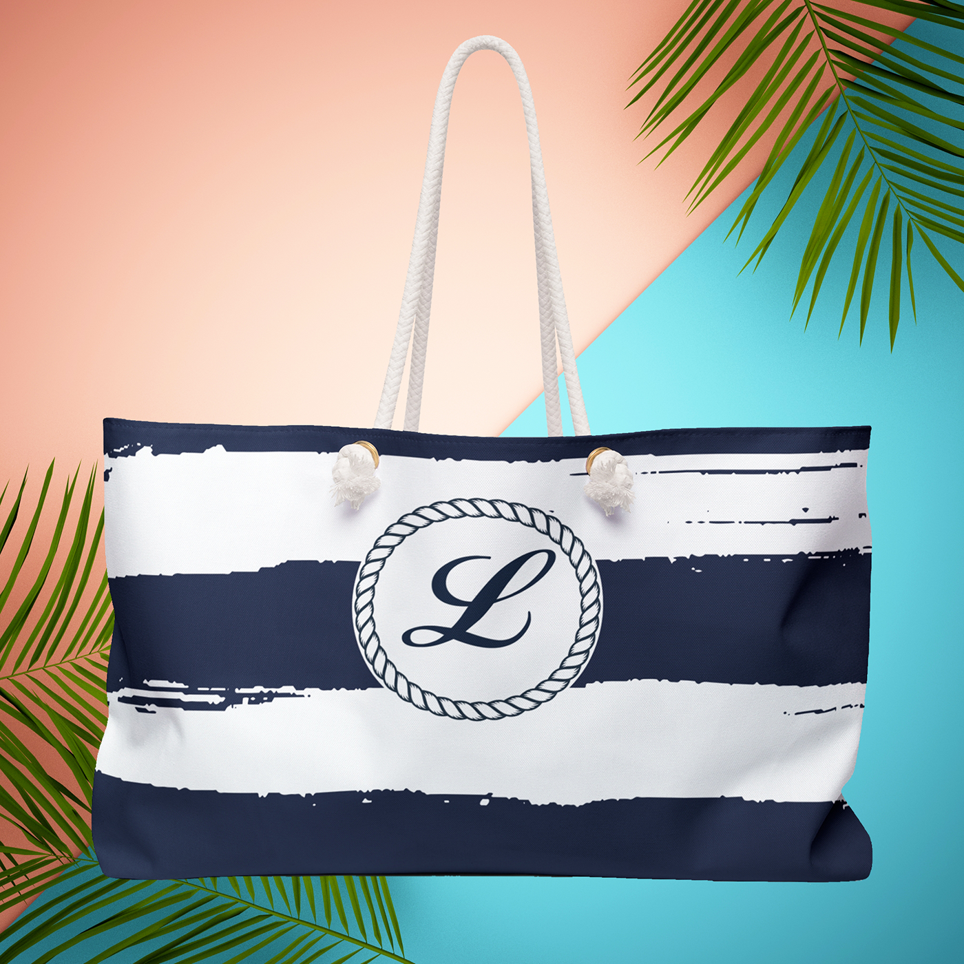 Nautical Striped Beach Extra Large Tote Bag