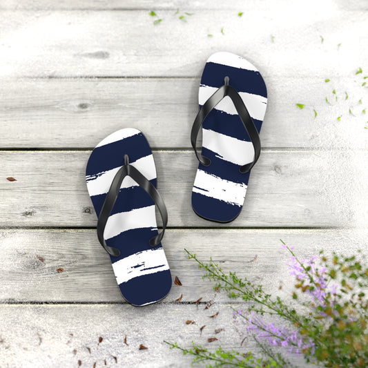 Stylish Navy Striped Flip Flops