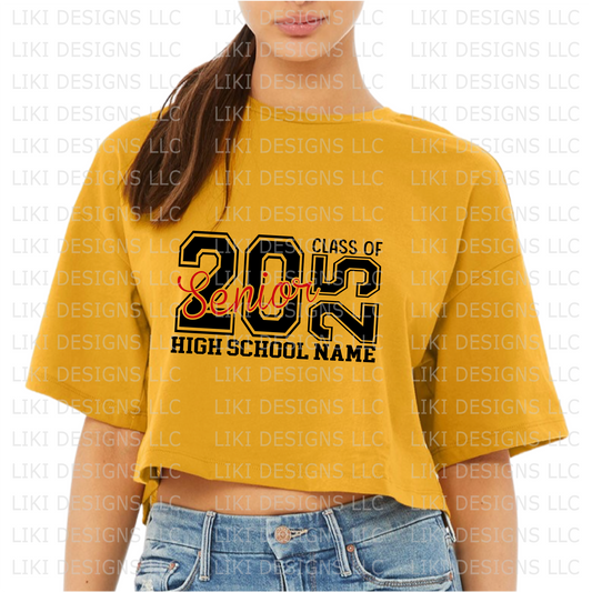 Senior Custom School Name Cropped T-Shirt